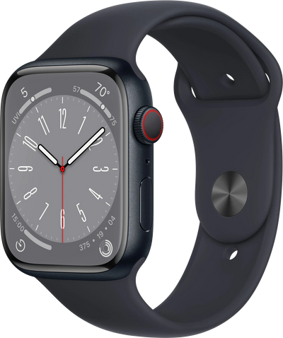 Watch 8 LTE midnight aluminum 45mm sports bracelet midnight mnk43