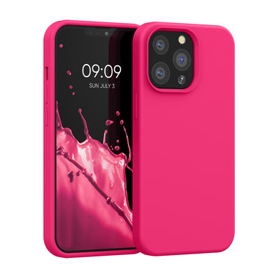 Gummierte Silikon Hülle für Apple iPhone 13 Pro in Neon Pink