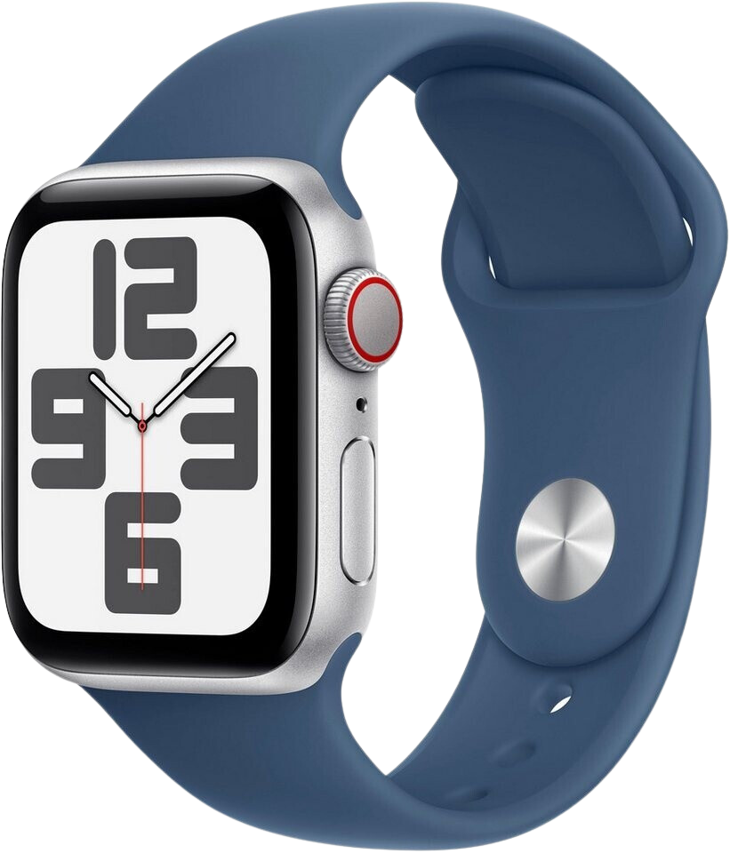 Apple Watch SE 2022 LTE 40mm Silver Alu Sportarmband Denim S/M MXDF3QF - Ohne Vertrag