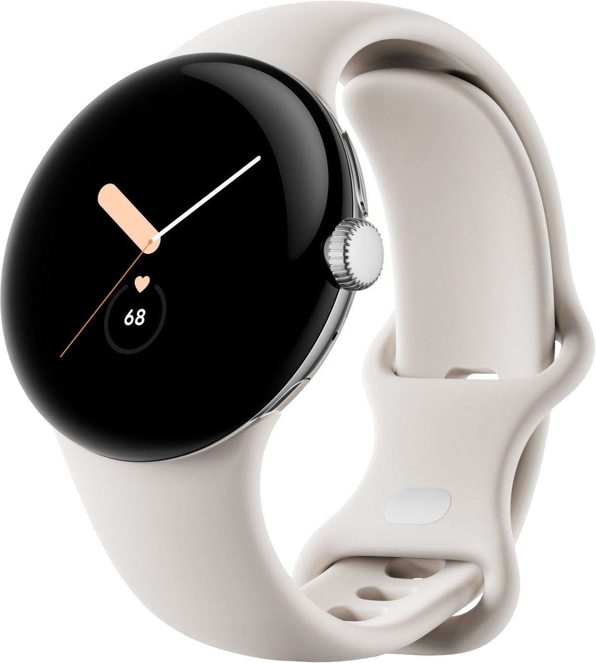 Google Pixel Watch Bluetooth Polished Silver Sportarmband Chalc