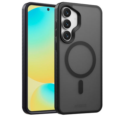 Accezz Rugged Frosted Back Cover mit MagSafe für das Samsung Galaxy S25 FE - Schwarz