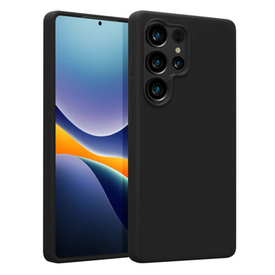 Gummierte Silikon Hülle für Samsung Galaxy S25 Ultra in Schwarz