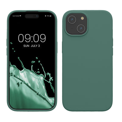 Rubberized silicone shell for Apple iPhone 15 in fir green