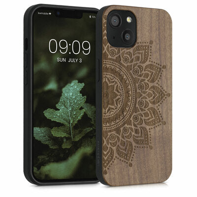 Holz Hardcase mit TPU Bumper für Apple iPhone 13 Aufgehende Sonne