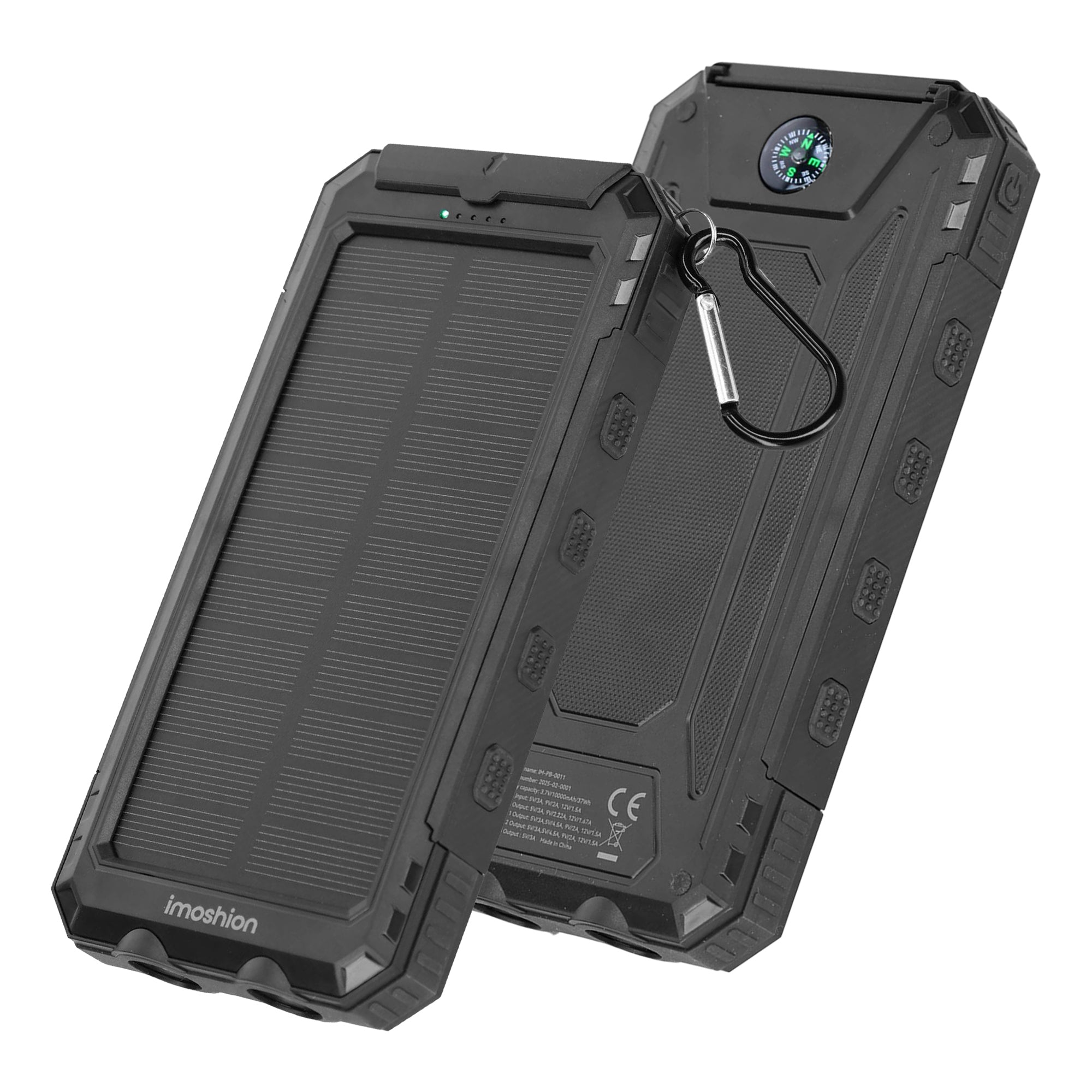 imoshion Solar Powerbank mit Solarpanel – Schnellaufladung und Stromversorgung – 10.000 mAh – Schwarz