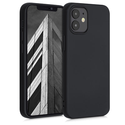 Slim Gummierte Silikon Hülle für Apple iPhone 12 mini in Schwarz matt