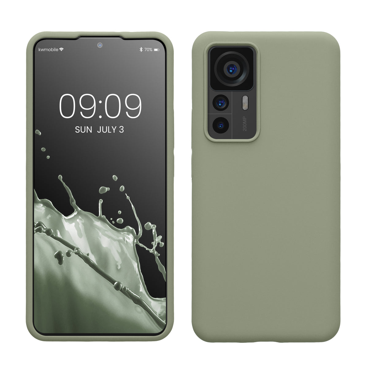 Rubberized silicone shell for Xiaomi 12t / 12t Pro in gray -green