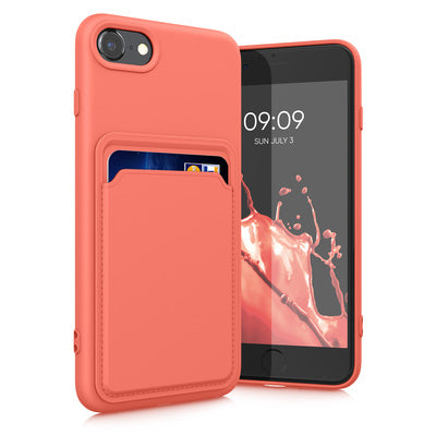 TPU Hülle mit Kartenfach für Apple iPhone SE (2022) / iPhone SE (2020) / iPhone 8 / iPhone 7 Koralle