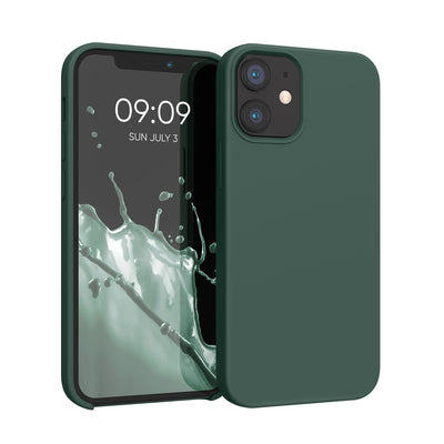 Gummierte Silikon Hülle für Apple iPhone 12 mini in Moosgrün