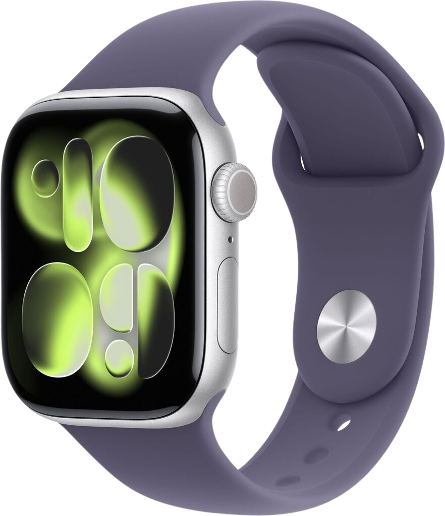 Apple Watch 11 GPS Silver Alu 46mm Sportarmband Purple Fog M/L MEVA4 - Ohne Vertrag