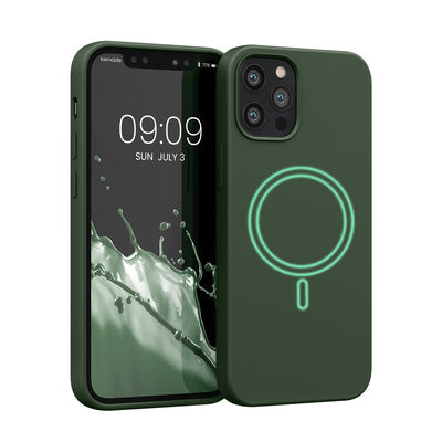 Magnetische Silikon Hülle für Apple iPhone 12 / iPhone 12 Pro Dunkelgrün