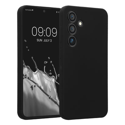 Gummierte Silikon Hülle mit Kameraschutz für Samsung Galaxy S24 in Schwarz