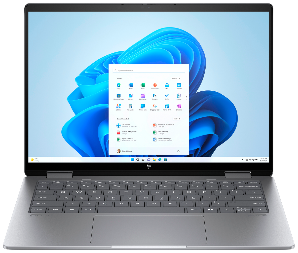 HP Envy x360 14-fc0077ng 14" 2024 2.8K Ultra 7 155U 32 GB / 1 TB SSD W11H QWERTZ Silber Refurbished - Ohne Vertrag