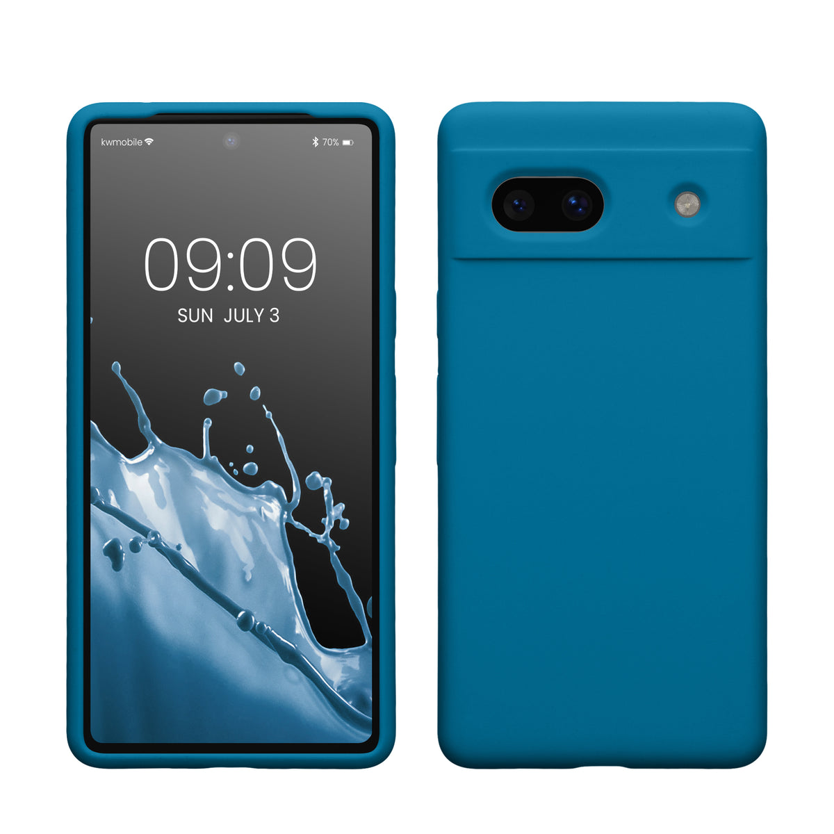 Gummierte Silikon Hülle für Google Pixel 7a in Karibikblau