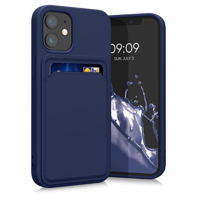 TPU Hülle mit Kartenfach für Apple iPhone 12 mini Dunkelblau