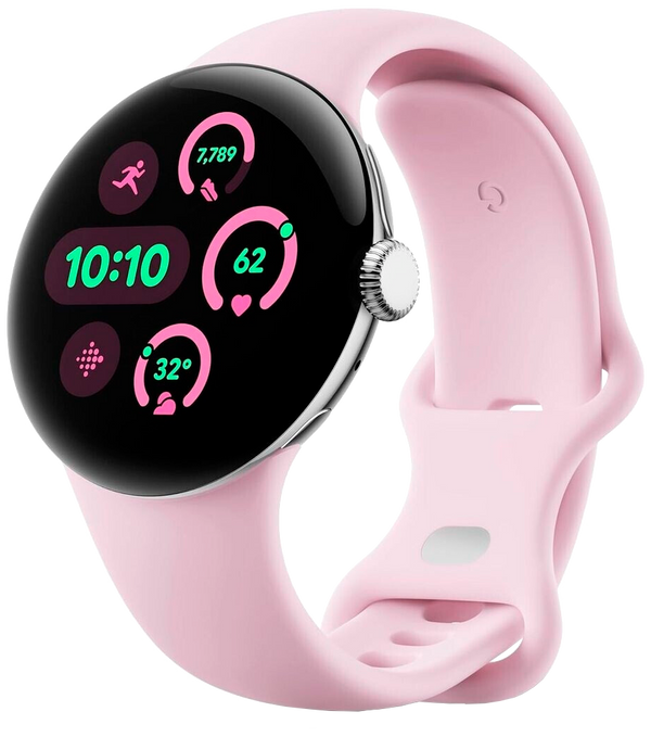 Google Pixel Watch 3 41mm 4G Polished Silver Sportarmband Rose Quartz - Ohne Vertrag