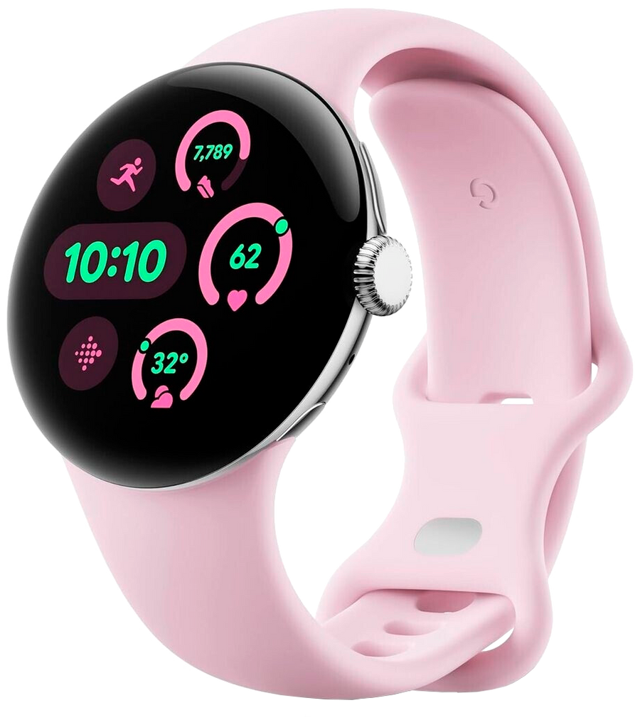 Google Pixel Watch 3 41mm 4G Polished Silver Sportarmband Rose Quartz - Ohne Vertrag