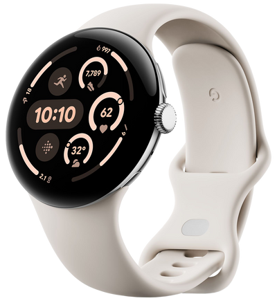 Pixel Watch 3 4G 45mm Polished Silver Sportarmband Porcelain