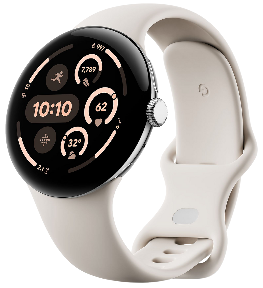 Pixel Watch 3 45mm Bluetooth Silver Sportarmband Porcelain