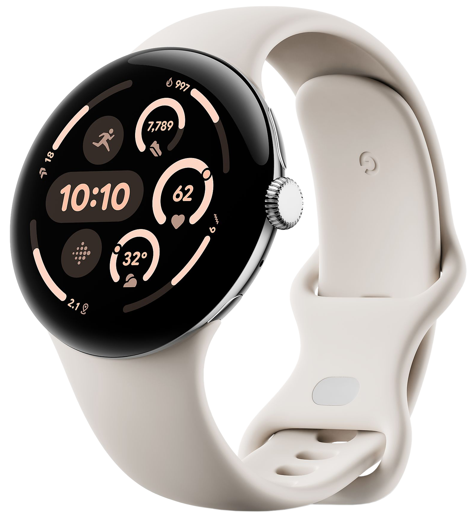 Google Pixel Watch 3 45mm Bluetooth Polished Silver Sportarmband Porcelain silber - Ohne Vertrag