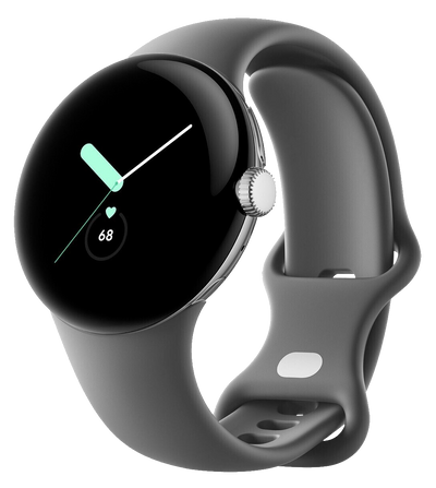 Pixel Watch 4G Polished Silver SportArmband Charcoal