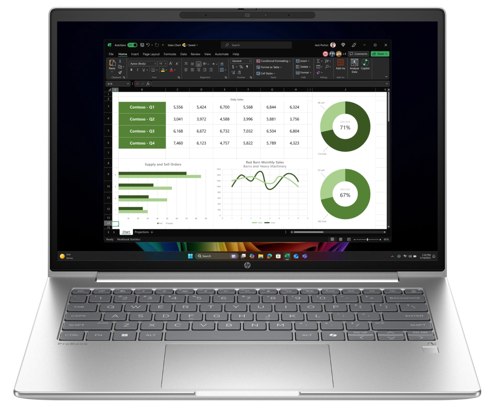 HP ProBook 4 G1q 14 AI 14" 2025 Snapdragon X1-26-100 32 GB 1 TB Adreno X W11H QWERTZ Renew silber - Ohne Vertrag