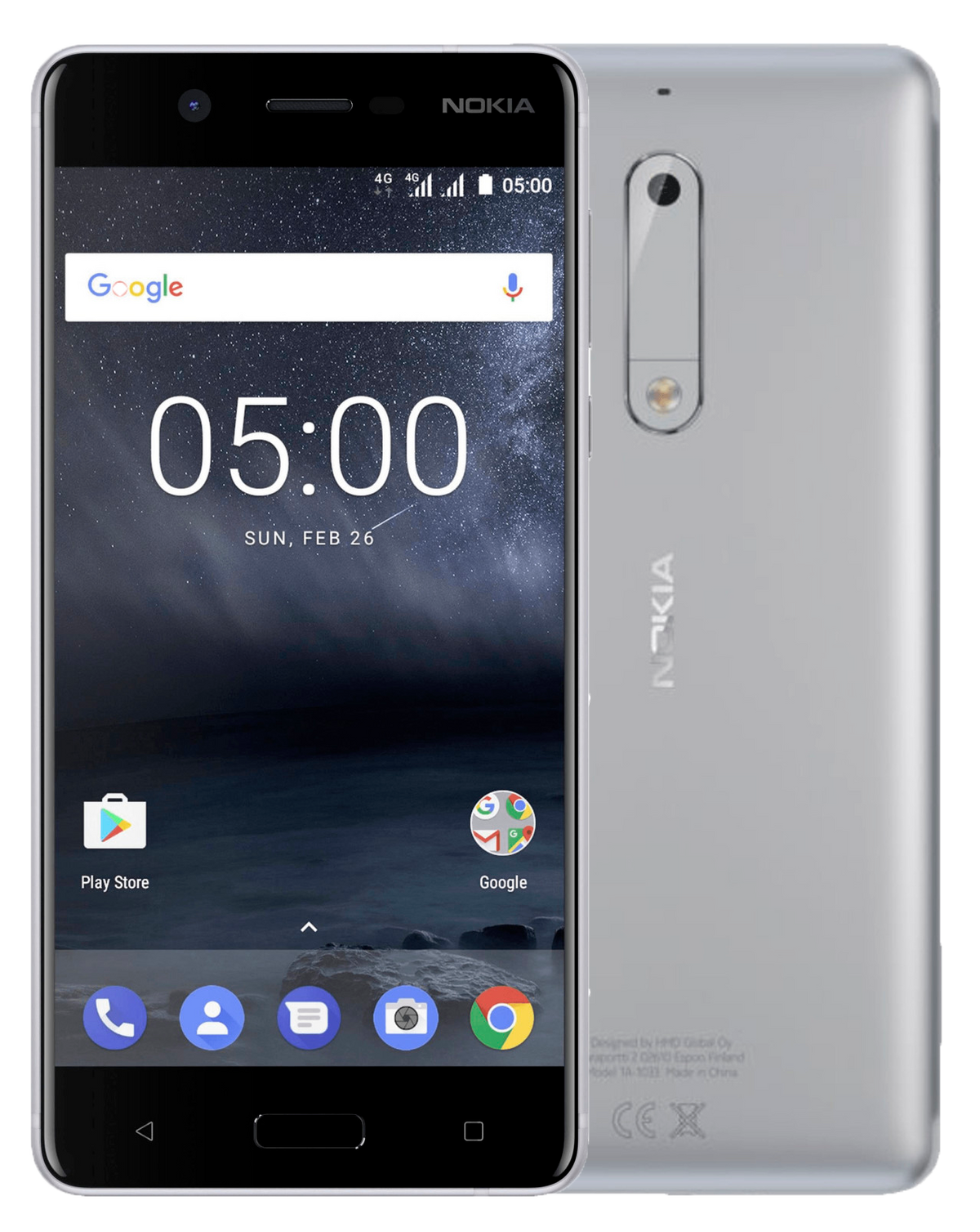 Nokia 5 SINGLE Sim Smartphone 13,2 cm (5,2 Zoll) 16GB silber - Ohne Vertrag