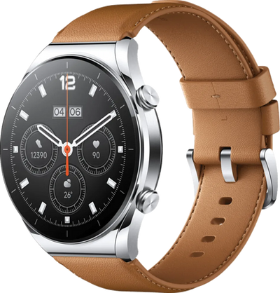 Mi Watch S1 46mm silber Edelstahl Armband braun