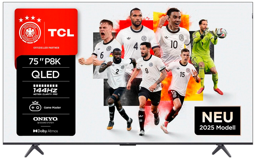 TCL TV 75P81K 75 Zoll 4K UHD QLED TV 144Hz Motion Clarity Pro schwarz - Ohne Vertrag
