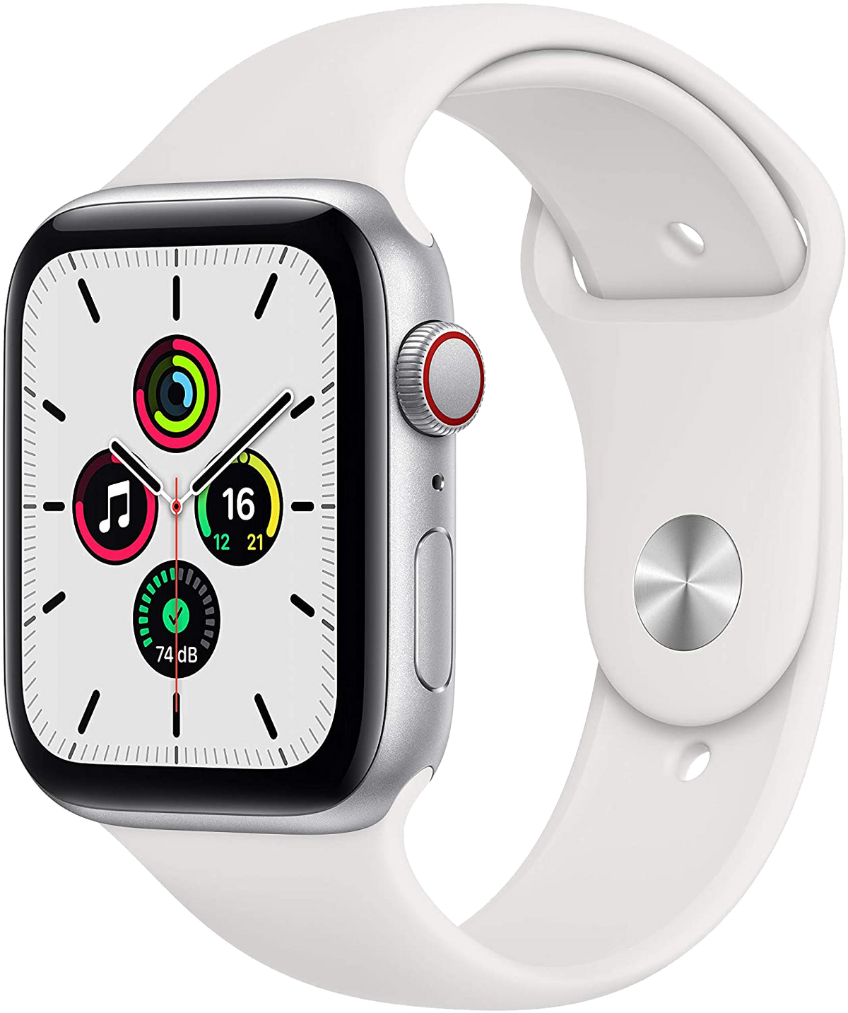 Apple Watch SE LTE Silber 44mm Sportarmband Weiß MYEV2 - Ohne Vertrag