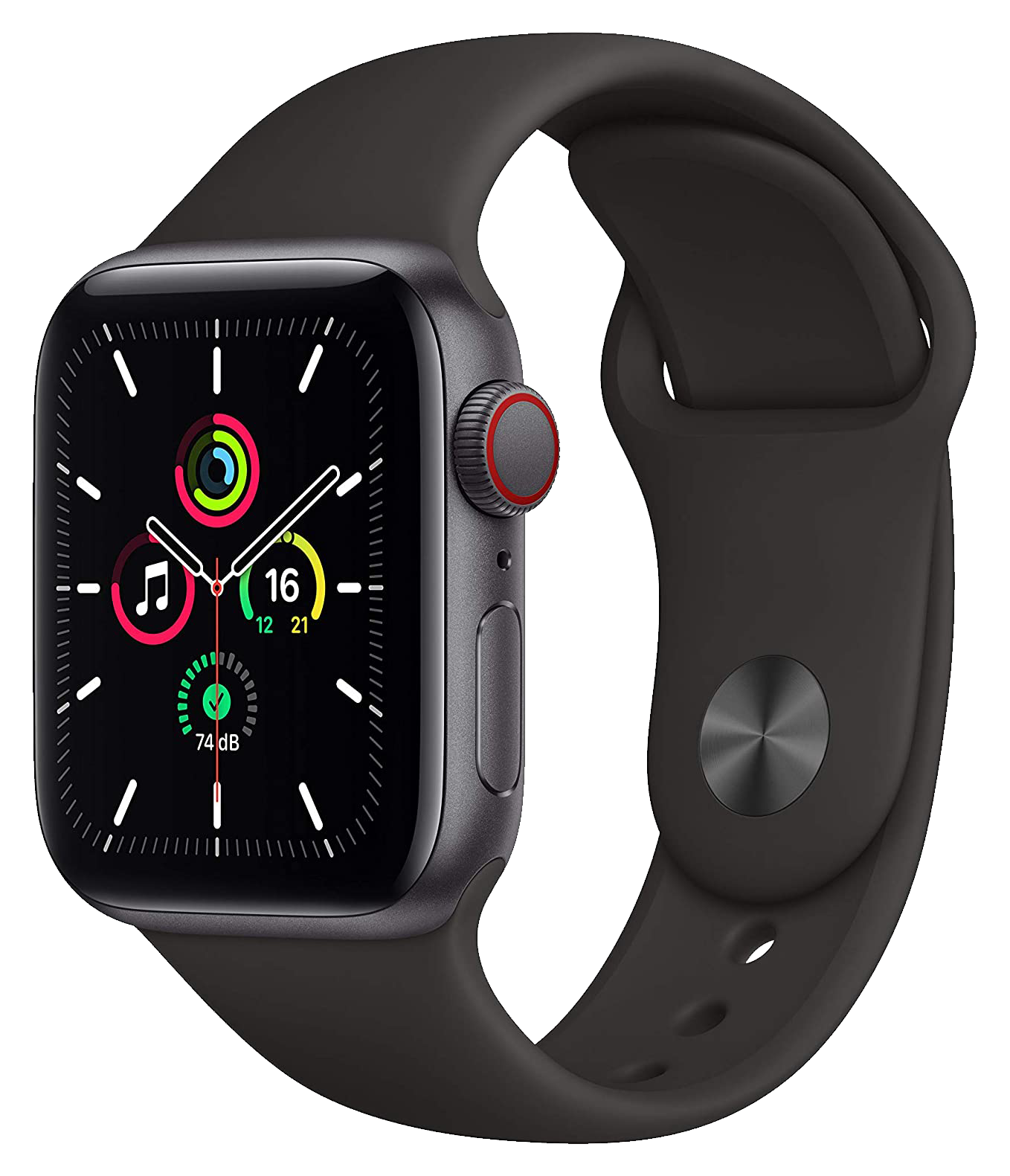Apple Watch SE LTE Space Grau Alu 40mm Sportarmband Schwarz MKR23FD/A - Ohne Vertrag