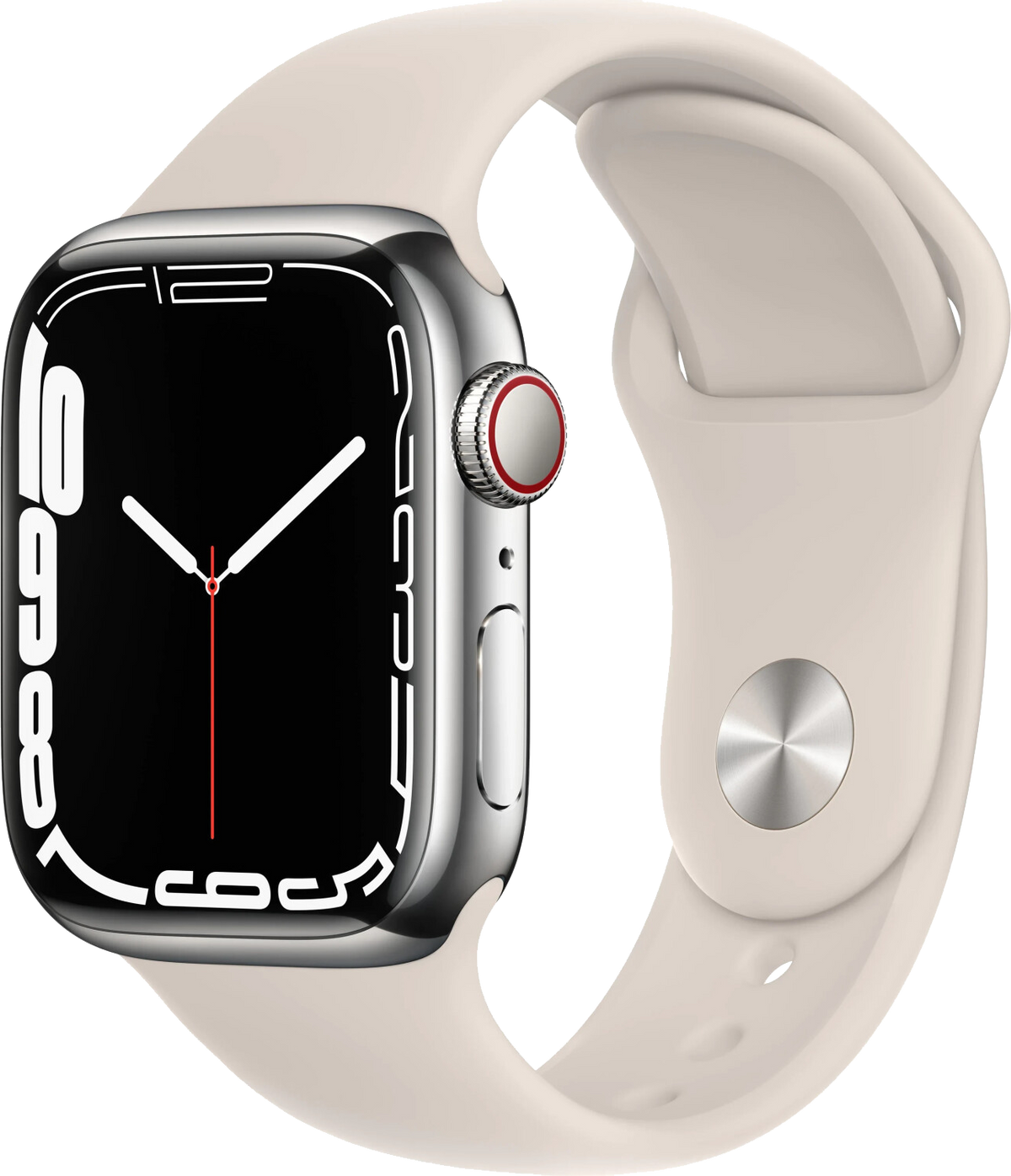Apple Watch 7 4G 41mm Edelstahl Sportarmband Polarstern MKHW3 - Ohne Vertrag