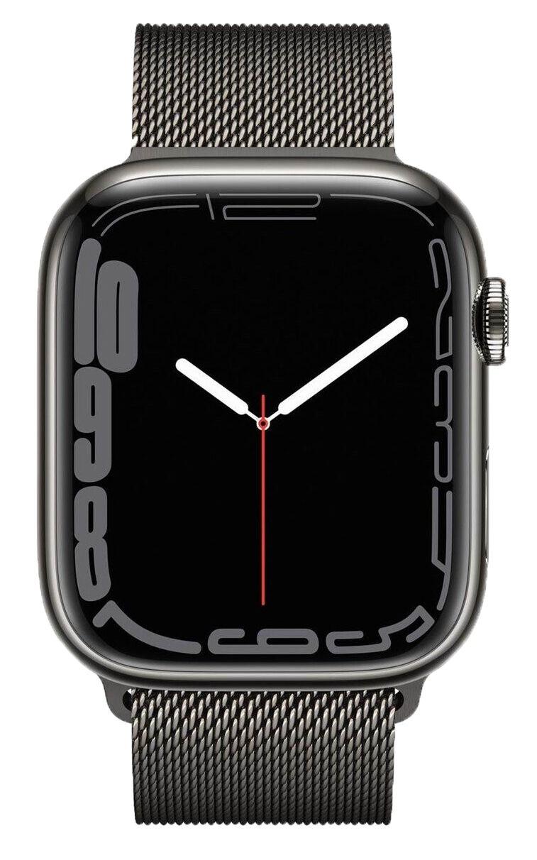 Apple Watch 7 4G 45mm Edelstahl Milanaise Armband Graphit MKL33 - Ohne Vertrag