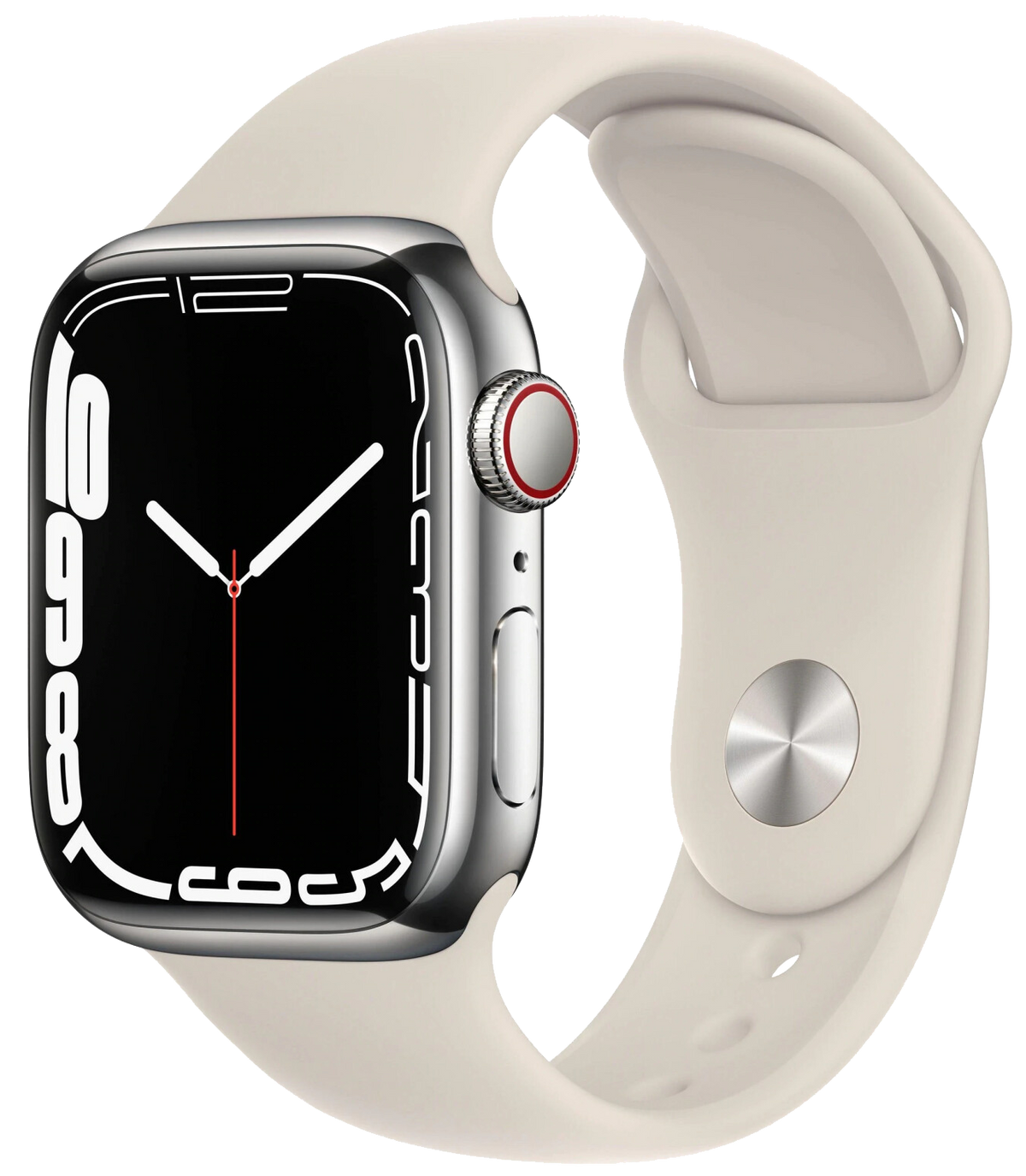 Apple Watch 7 4G 45mm Edelstahl Sportarmband Polarstern MKJV3 - Ohne Vertrag