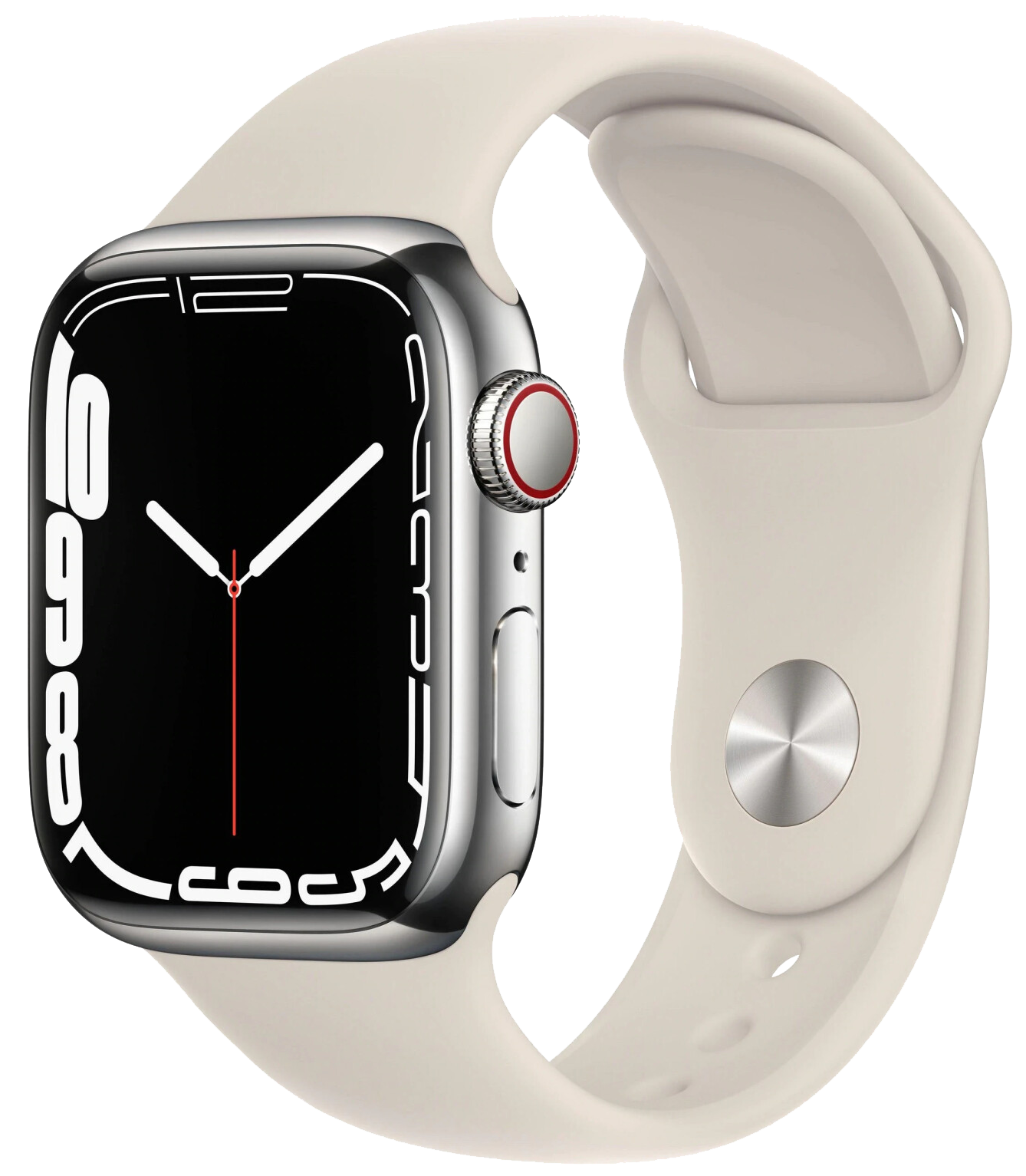 Apple Watch 7 4G 45mm Edelstahl Sportarmband Polarstern MKJV3 - Ohne Vertrag