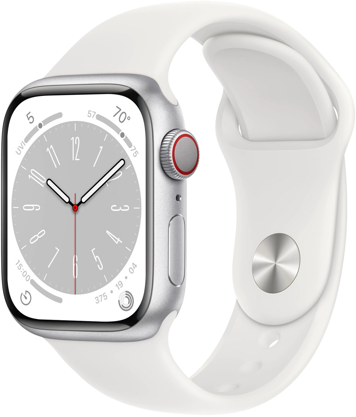 Apple Watch 8 LTE Silver Alu 41mm Sportarmband Weiß MP4A3 - Ohne Vertrag
