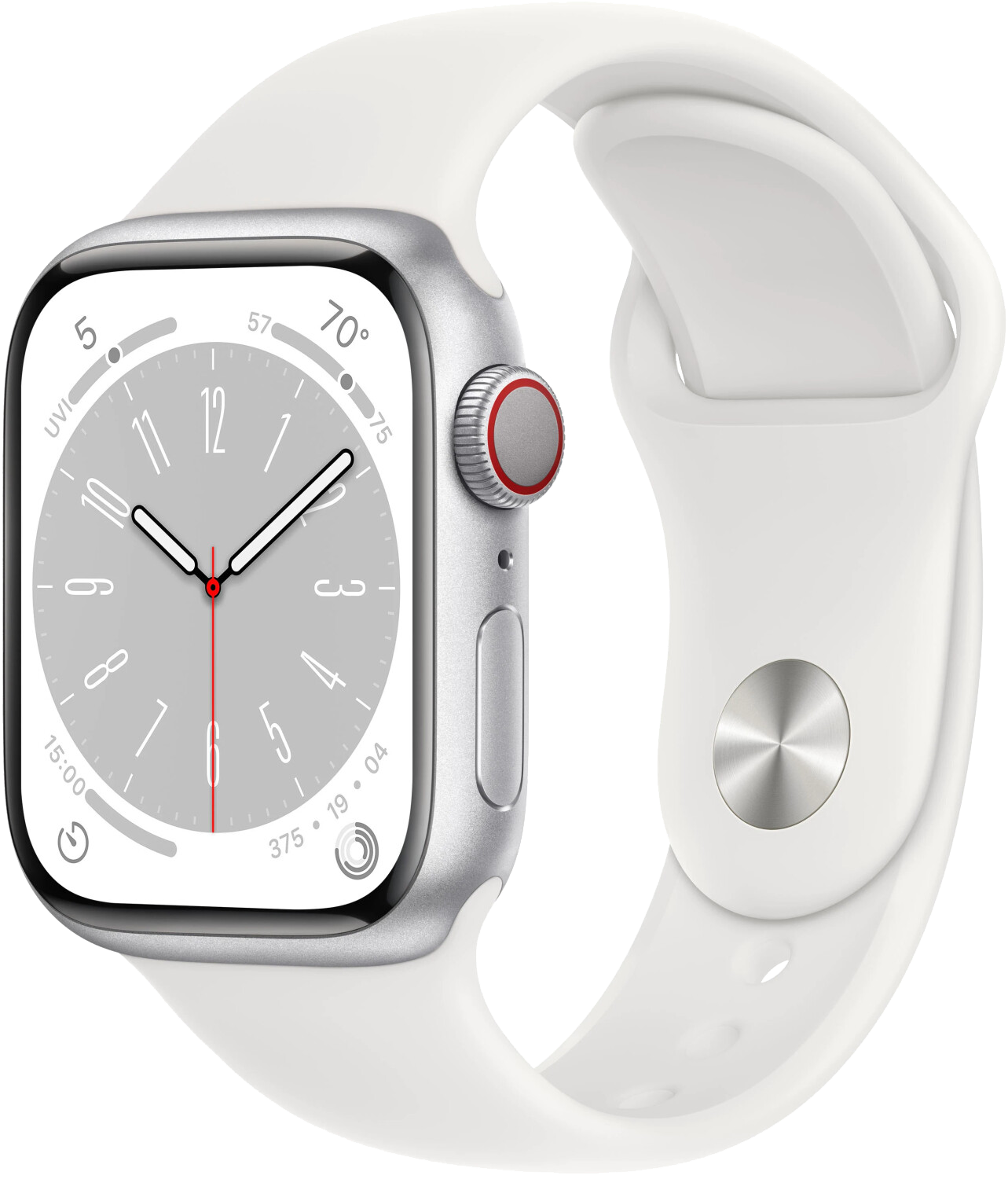 Apple Watch 8 LTE Silver Alu 41mm Sportarmband Weiß MP4A3 - Ohne Vertrag