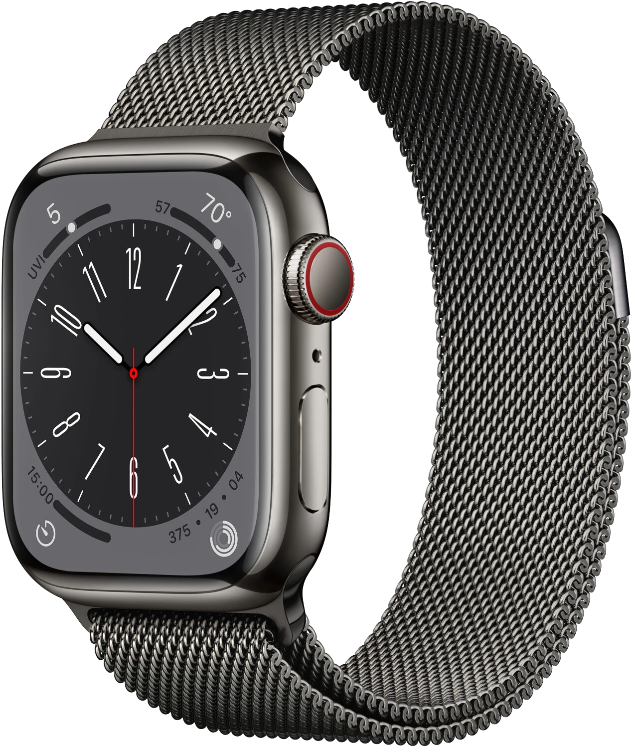 Apple Watch 8 LTE Graphit Edelstahl 41mm Milanaise Graphit MNJM3 - Ohne Vertrag