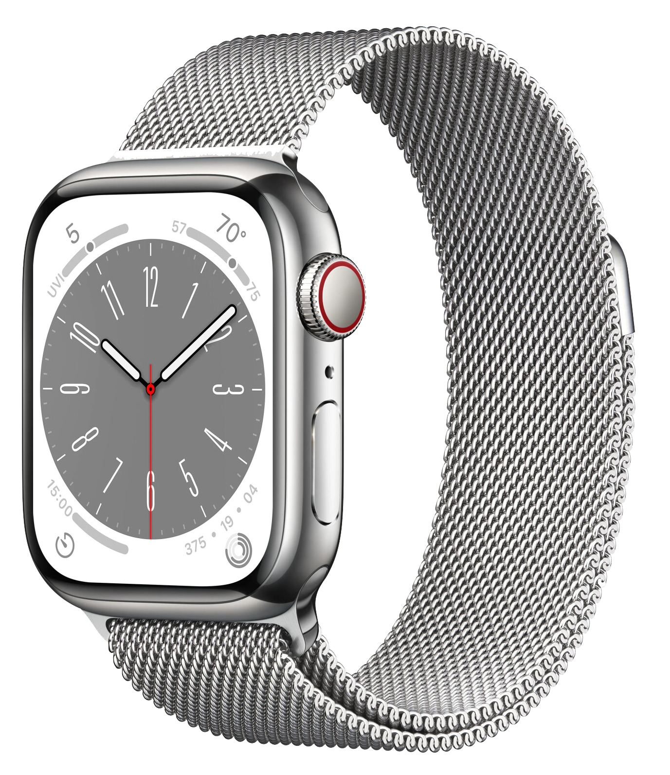 Apple Watch 8 LTE silber Edelstahl  41mm Steel Milanaise silver MNJ83F - Ohne Vertrag