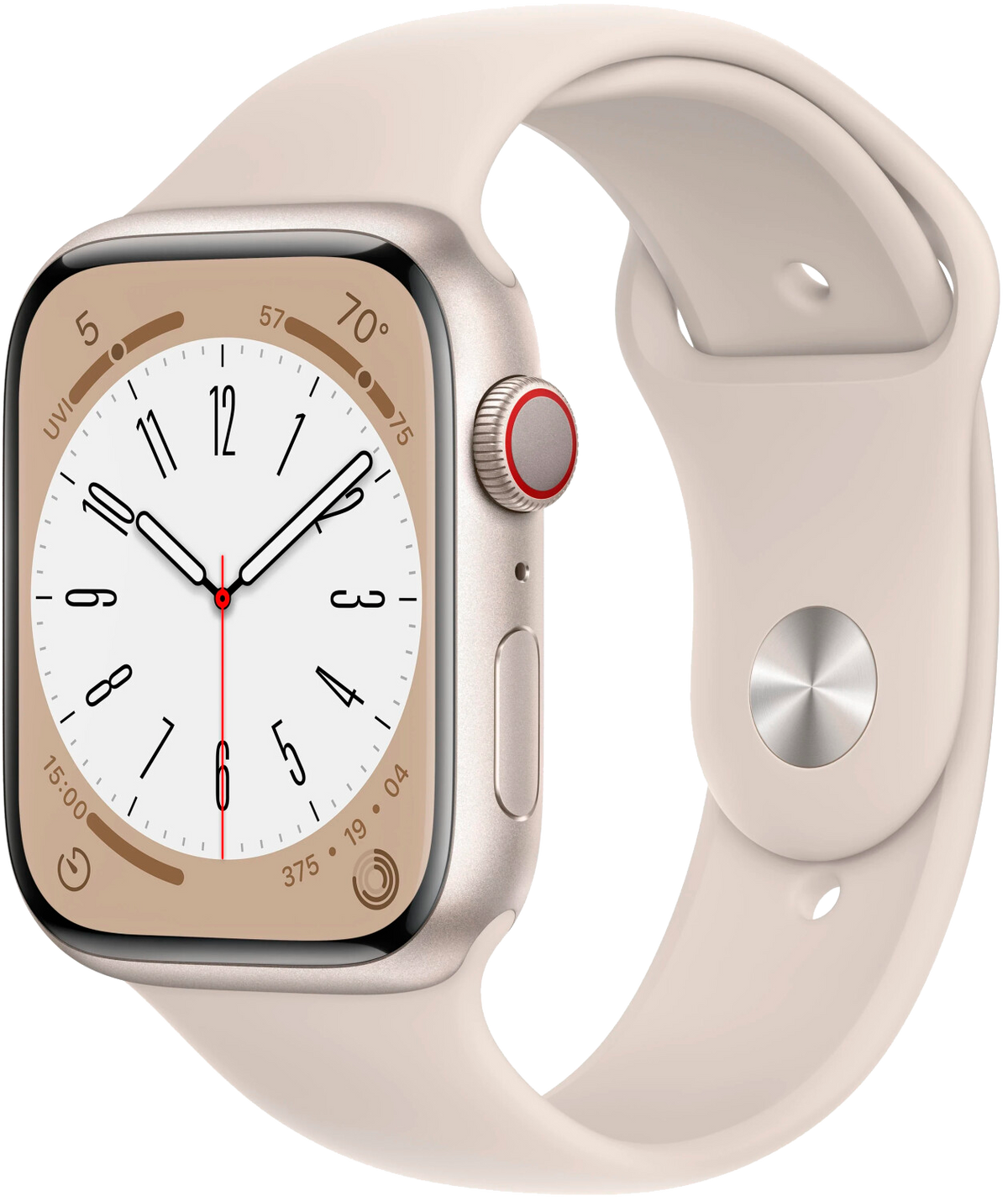 Apple Watch 8 LTE Polarstern Alu 45mm Sportarmband Polarstern MNK73 - Ohne Vertrag