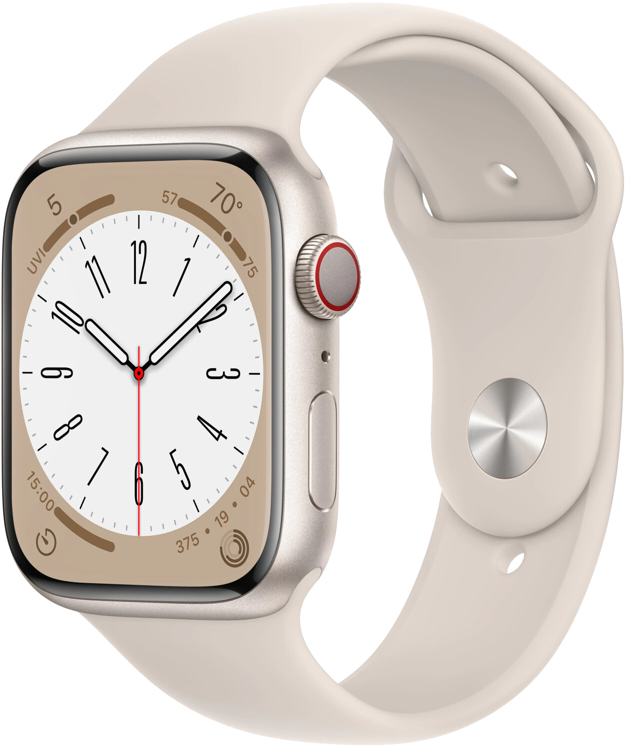 Apple Watch 8 LTE Polarstern Alu 45mm Sportarmband Polarstern MNK73 - Ohne Vertrag