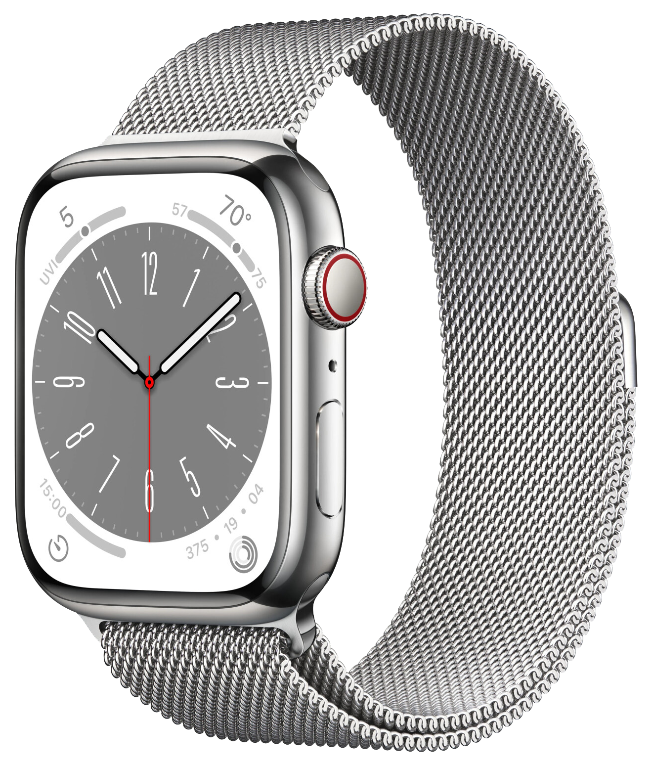 Apple Watch 8 LTE silber Edelstahl 45mm Steel Milanaise silver MNKJ3 - Ohne Vertrag