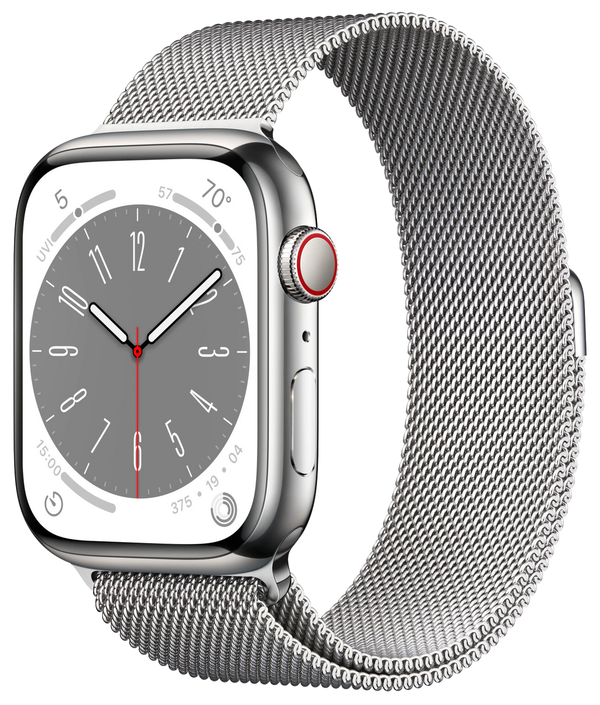 Apple Watch 8 LTE silber Edelstahl 45mm Steel Milanaise silver MNKJ3 - Ohne Vertrag