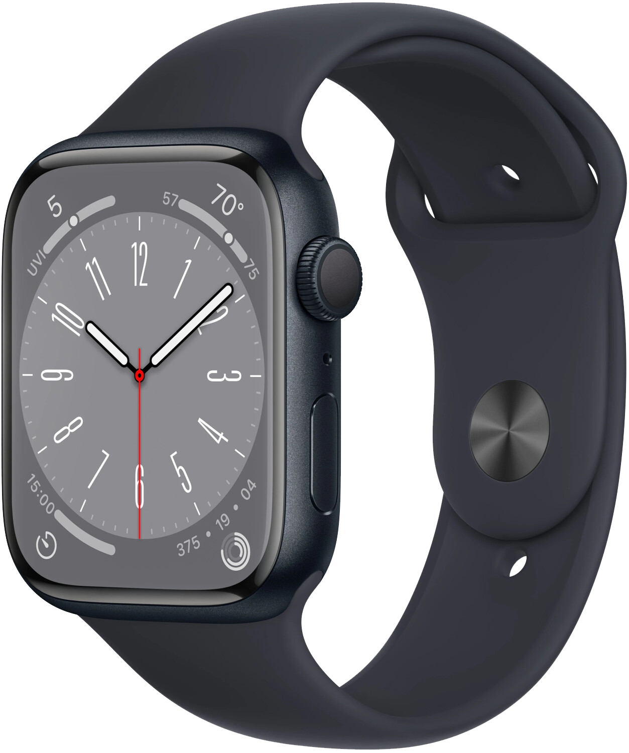 Apple Watch S8 GPS Mitternacht Alu 45mm Sportarmband Mitternacht MNP13 - Onhe Vertrag