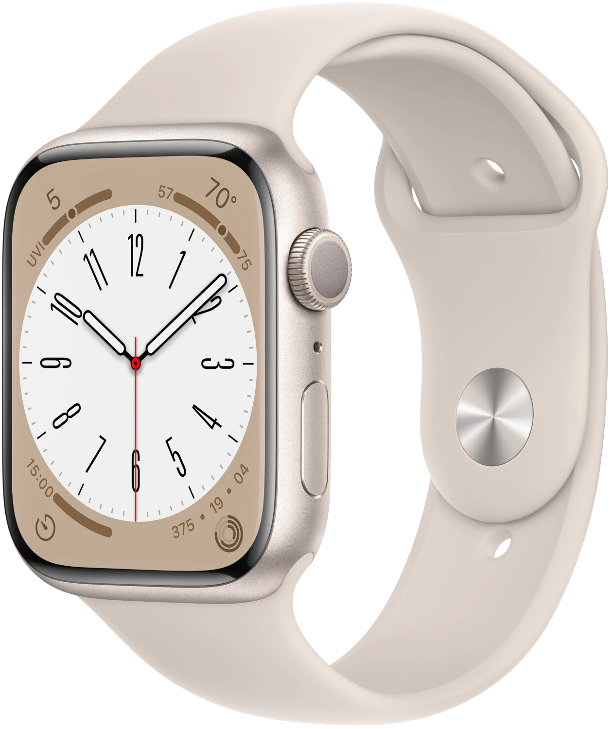 Apple Watch 8 GPS Polarstern Alu 45mm Sportarmband Polarstern MNP23 - Ohne Vertrag