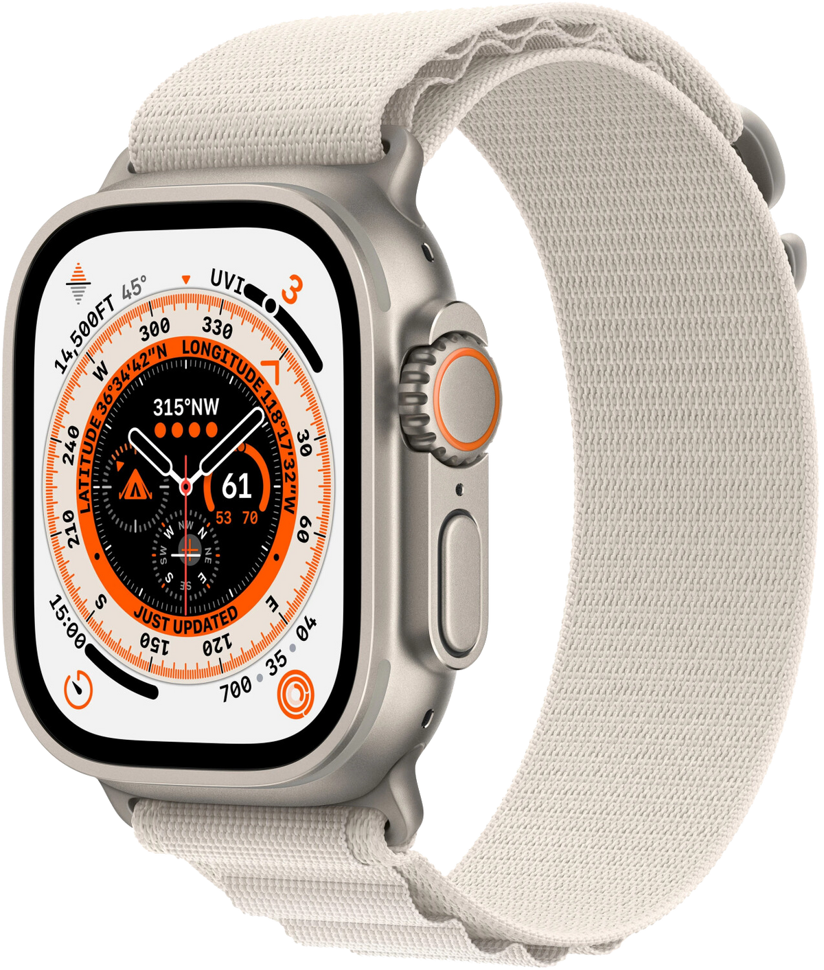 Apple Watch Ultra LTE silber Titan 49mm Alpine Loop Polarstern Small MQFQ3 - Ohne Vertrag