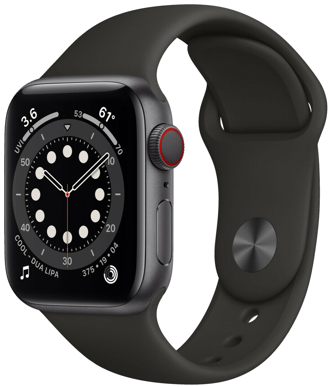 Apple Watch 6 LTE Space Grau Aluminium 40mm Sportarmband Schwarz M06P3 - Ohne Vertrag