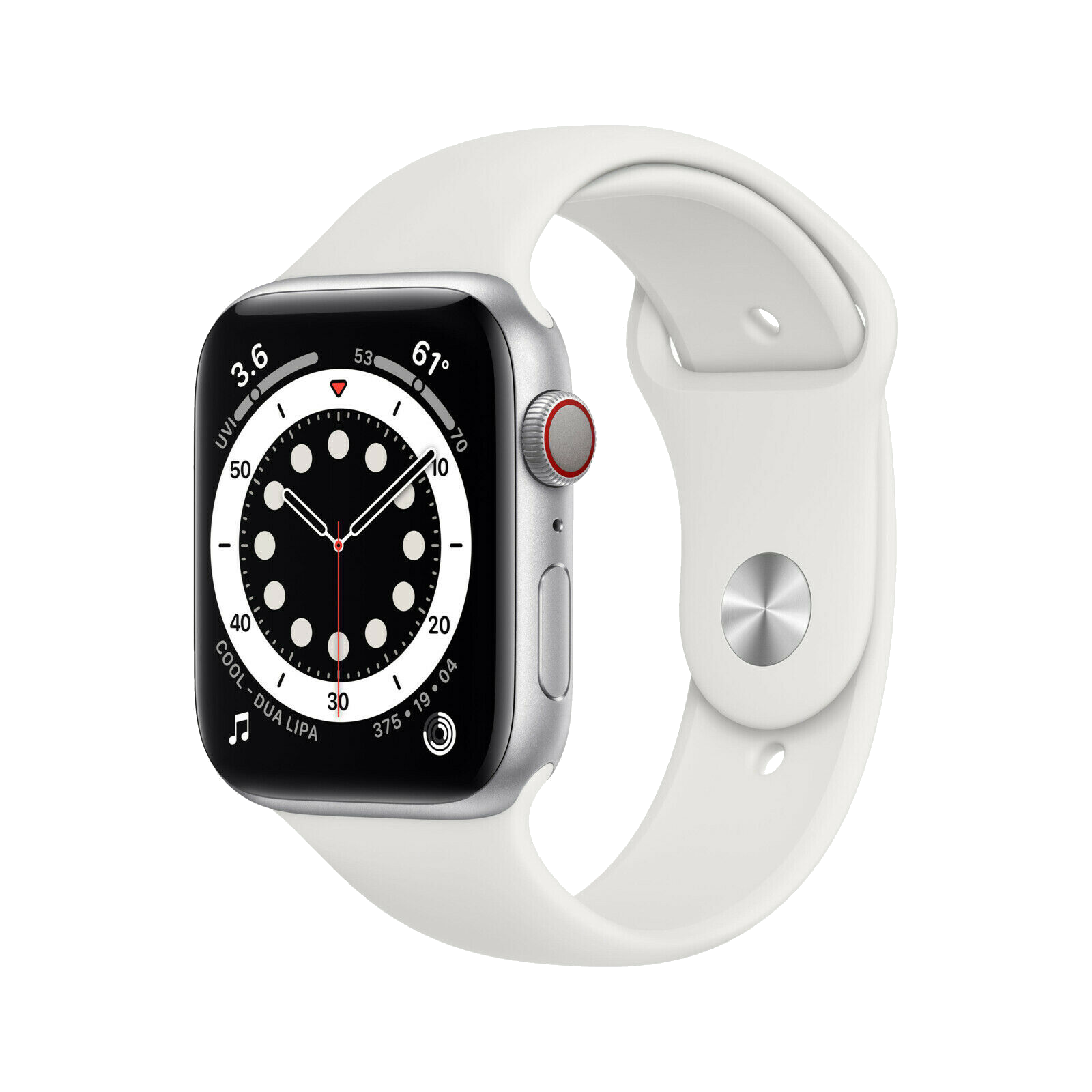 Apple Watch 6 LTE Silber Aluminium 44mm Sportarmband Weiß MG2C3 - Onhe Vertrag